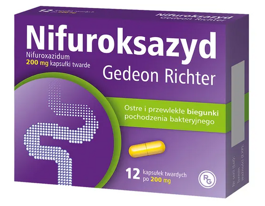 Nifuroksazyd Gedeon Richter, 200 mg, kapsułki twarde, 12 szt.