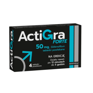 Actigra Forte, 50 mg, tabl.powl., 4szt