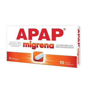 Apap migrena, 250 mg + 250 mg + 65 mg, tabletki powlekane, 20 szt.