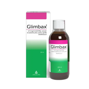 Glimbax, 0,74 mg / ml (0,074%), roztwór do płukania jamy ustnej i gardła, 200 ml