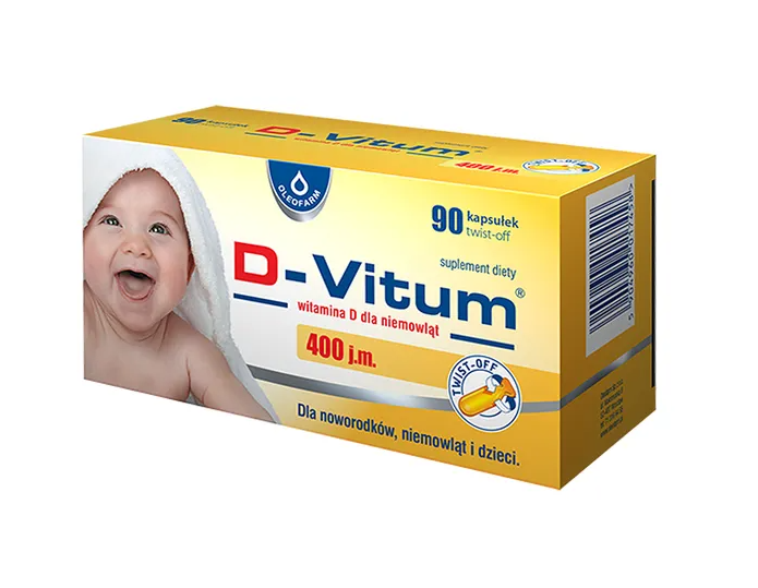 Oleofarm D-Vitum Witamina D dla Niemowląt 400 j.m. 90 kapsułek