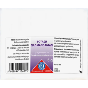 Kalium hypermanganicum (Nadmanganian potasu), proszek do sporządzania roztworu, 5 g (Hasco)