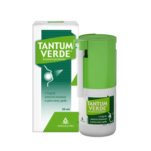 Tantum Verde, 1,5 mg/ml, aerozol do stosowania w jamie ustnej i gardle, 30 ml