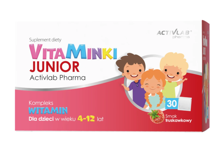 VitaMinki JUNIOR Activlab Pharma 4-12 lat smak truskawkowy