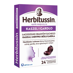 Herbitussin Kaszel i Gardło, pastylki do ssania, 24 szt.